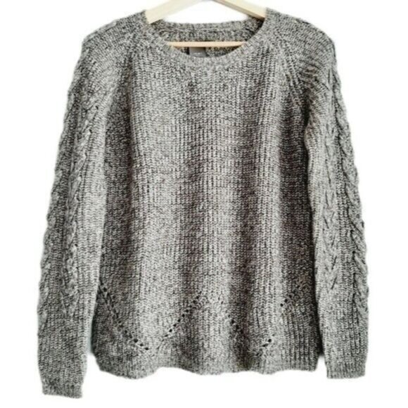 ICHI Denmark Anubis Crewneck Pullover Knit Sweater Gray Sz S - Picture 1 of 13